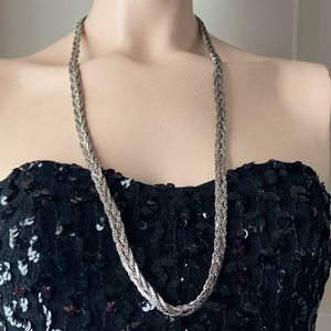 Korea stamped unisex silver plated braided vintage necklace. Used.